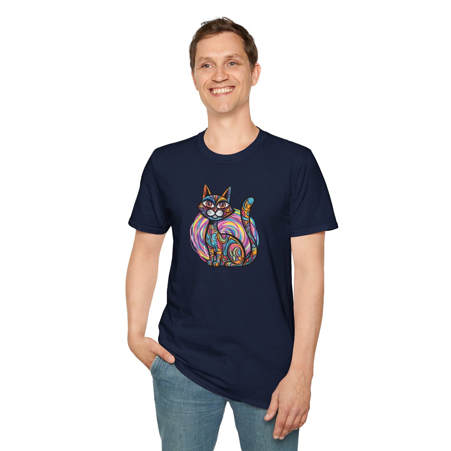 Colorful Cat Artwork T-Shirt, Cat Lover Gift