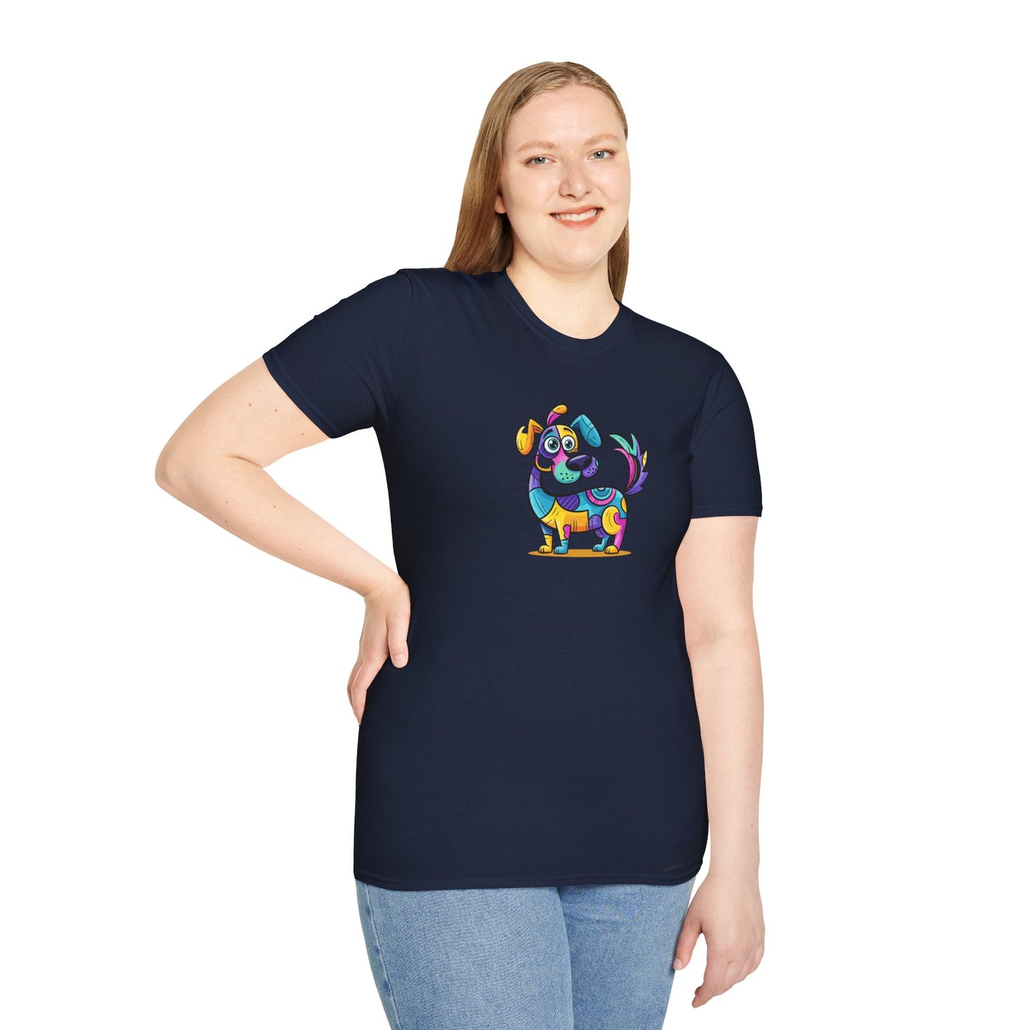 Colorful Dog Graphic Tee, Fun Pet Lover's Shirt,
