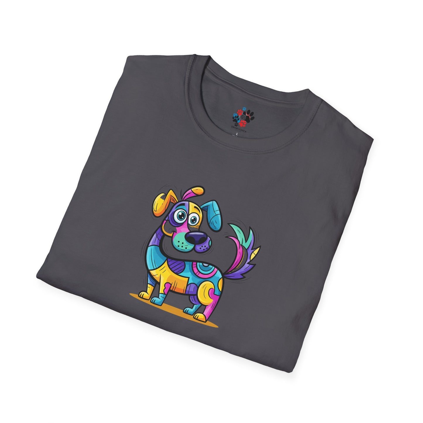 Colorful Dog Graphic Tee, Fun Pet Lover's Shirt,
