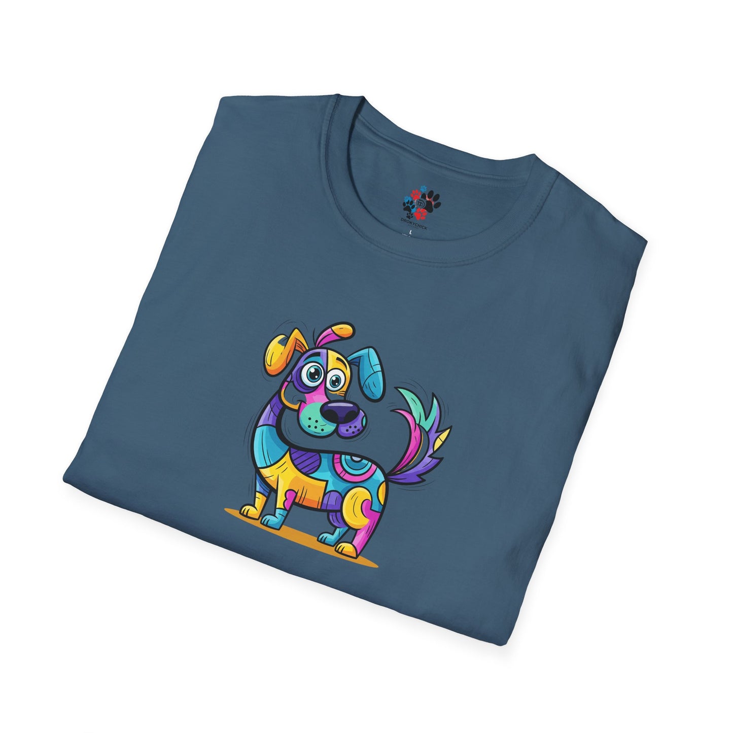 Colorful Dog Graphic Tee, Fun Pet Lover's Shirt,