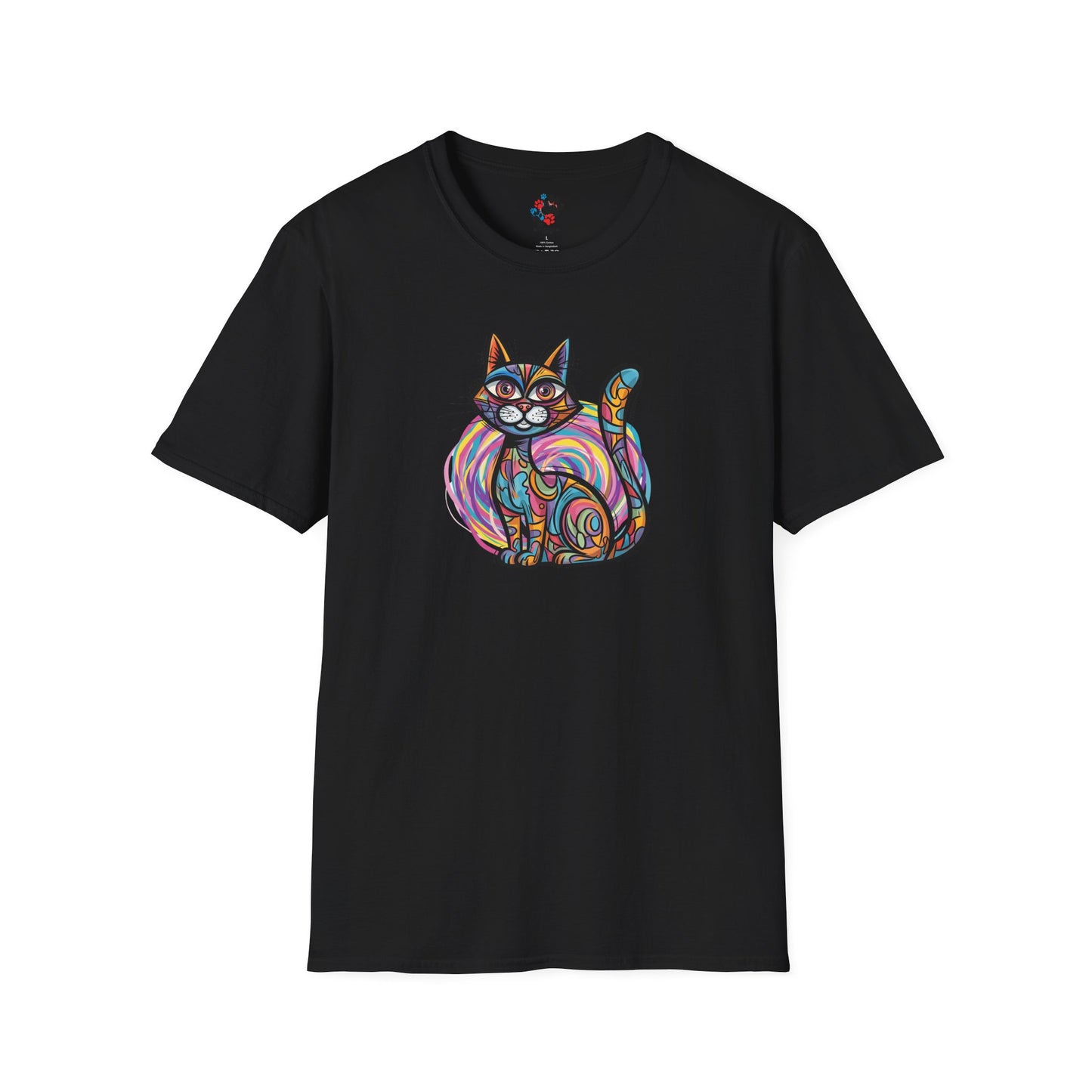 Colorful Cat Artwork T-Shirt, Cat Lover Gift