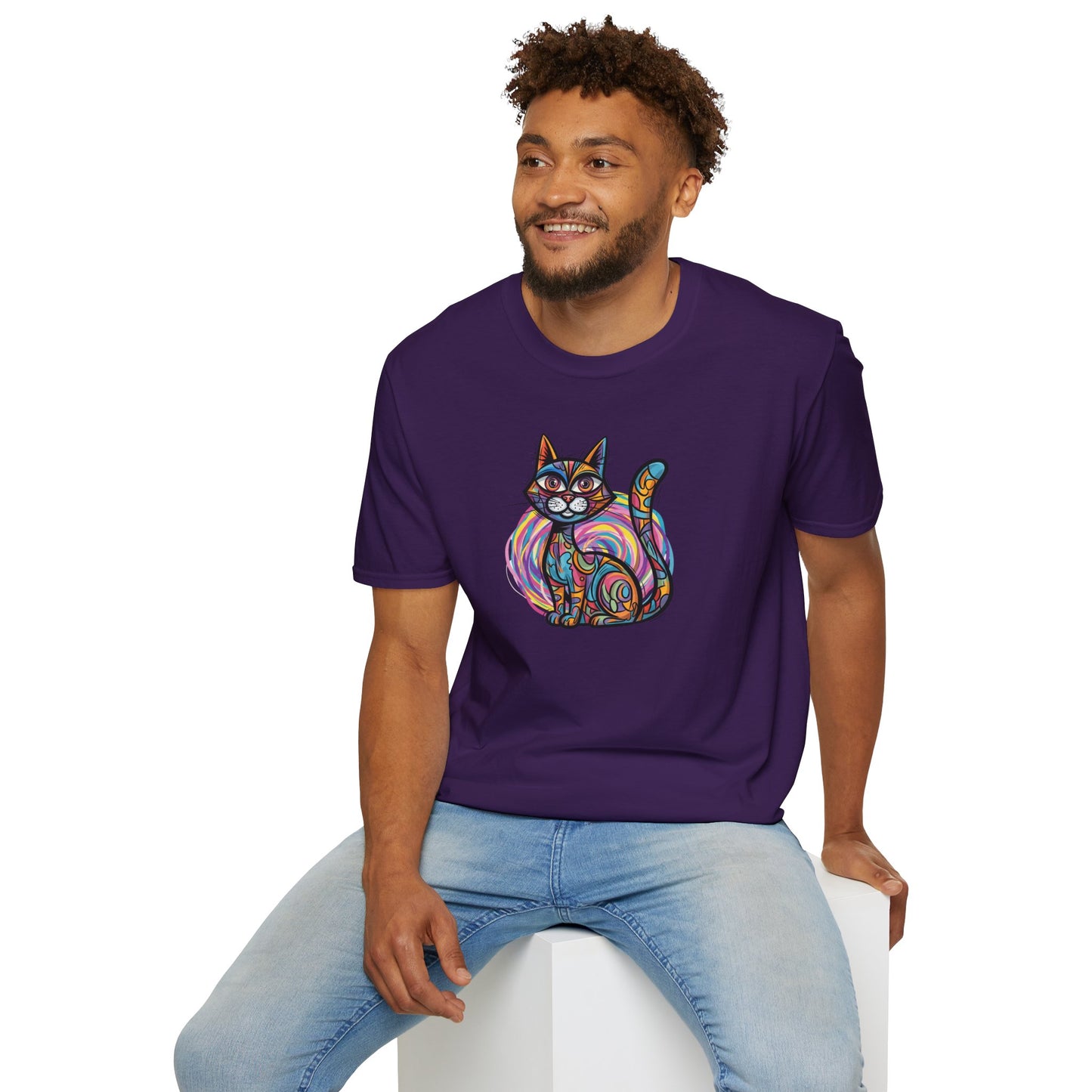Colorful Cat Artwork T-Shirt, Cat Lover Gift