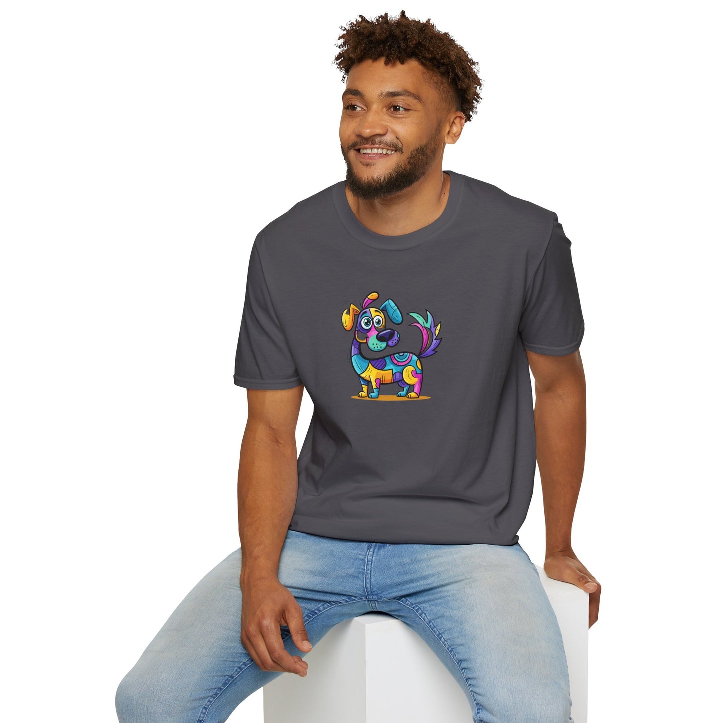 Colorful Dog Graphic Tee, Fun Pet Lover's Shirt,
