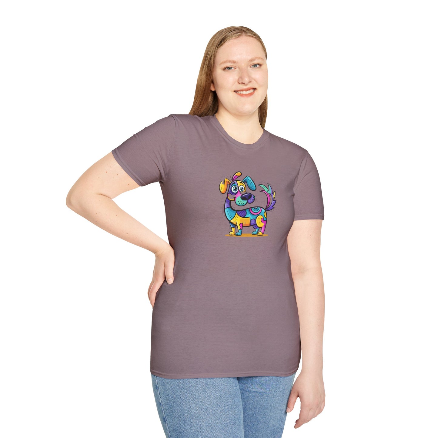 Colorful Dog Graphic Tee, Fun Pet Lover's Shirt,