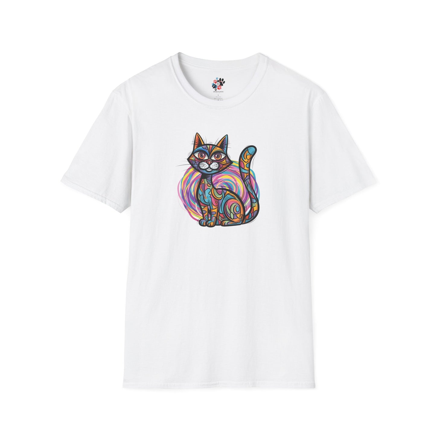 Colorful Cat Artwork T-Shirt, Cat Lover Gift