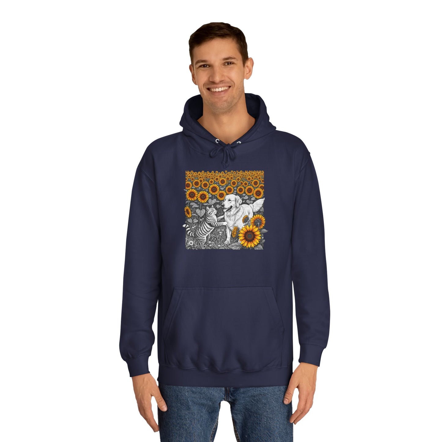Dog and Cat Sunflower Hoodie,