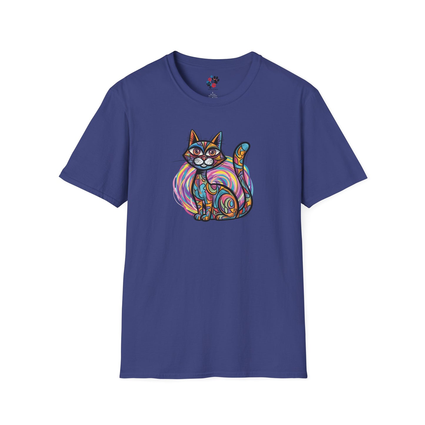 Colorful Cat Artwork T-Shirt, Cat Lover Gift