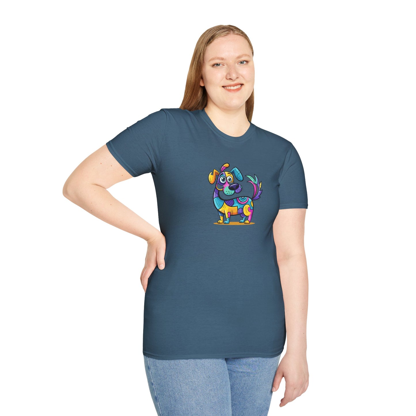 Colorful Dog Graphic Tee, Fun Pet Lover's Shirt,