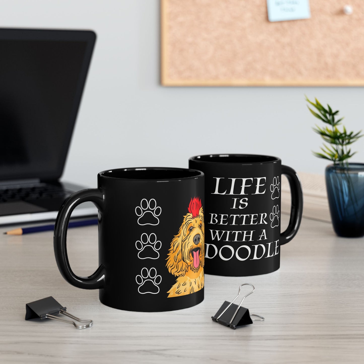 LIFE IS BETTER WITH A DOODLE CERAMIC MUG