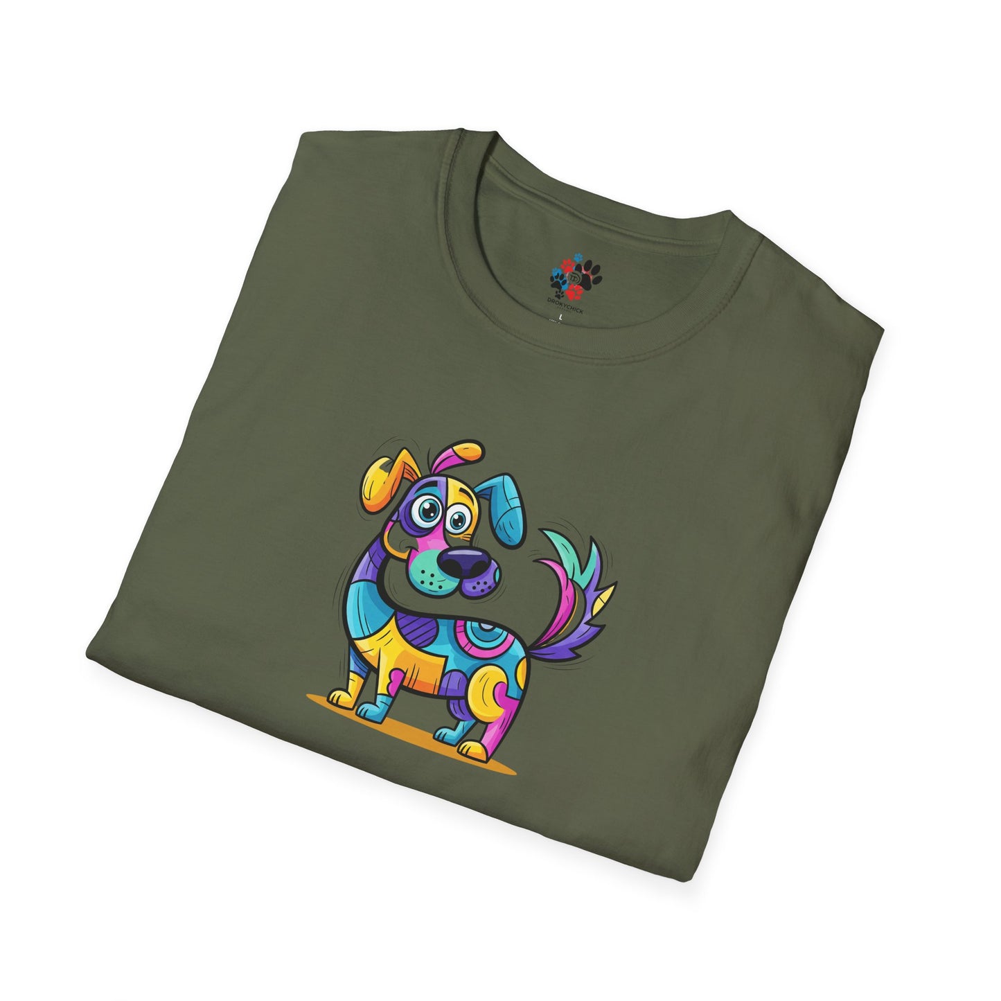 Colorful Dog Graphic Tee, Fun Pet Lover's Shirt,