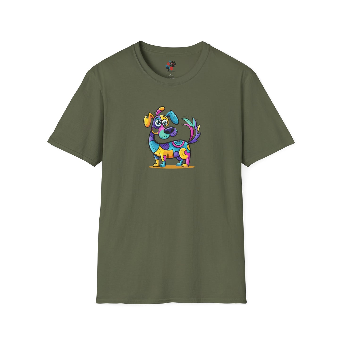 Colorful Dog Graphic Tee, Fun Pet Lover's Shirt,