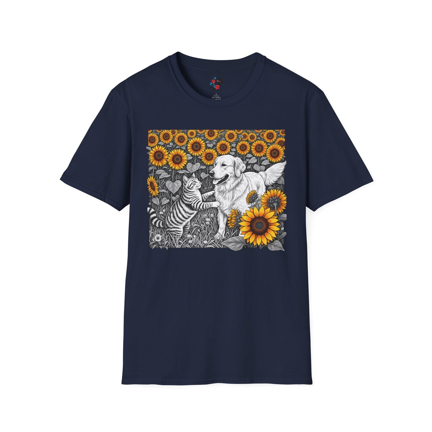 Dog and Cat Sunflower T-Shirt