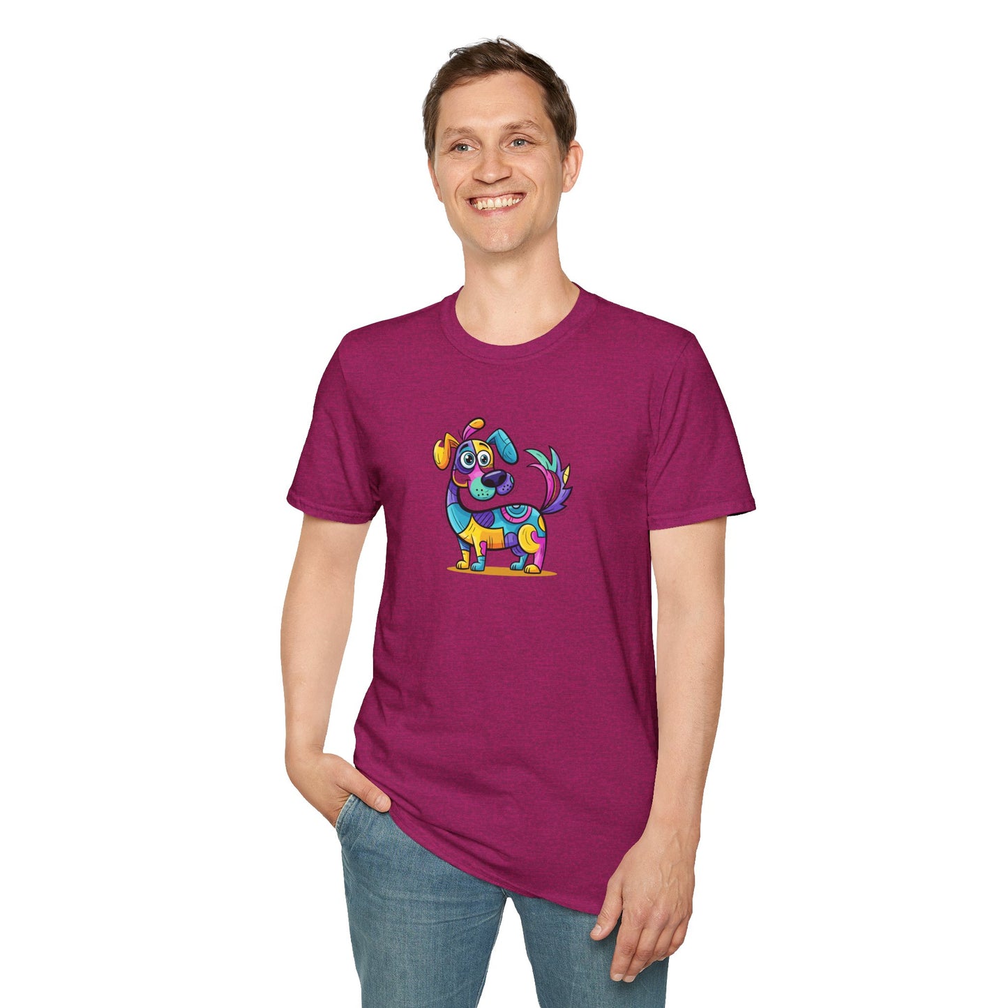 Colorful Dog Graphic Tee, Fun Pet Lover's Shirt,
