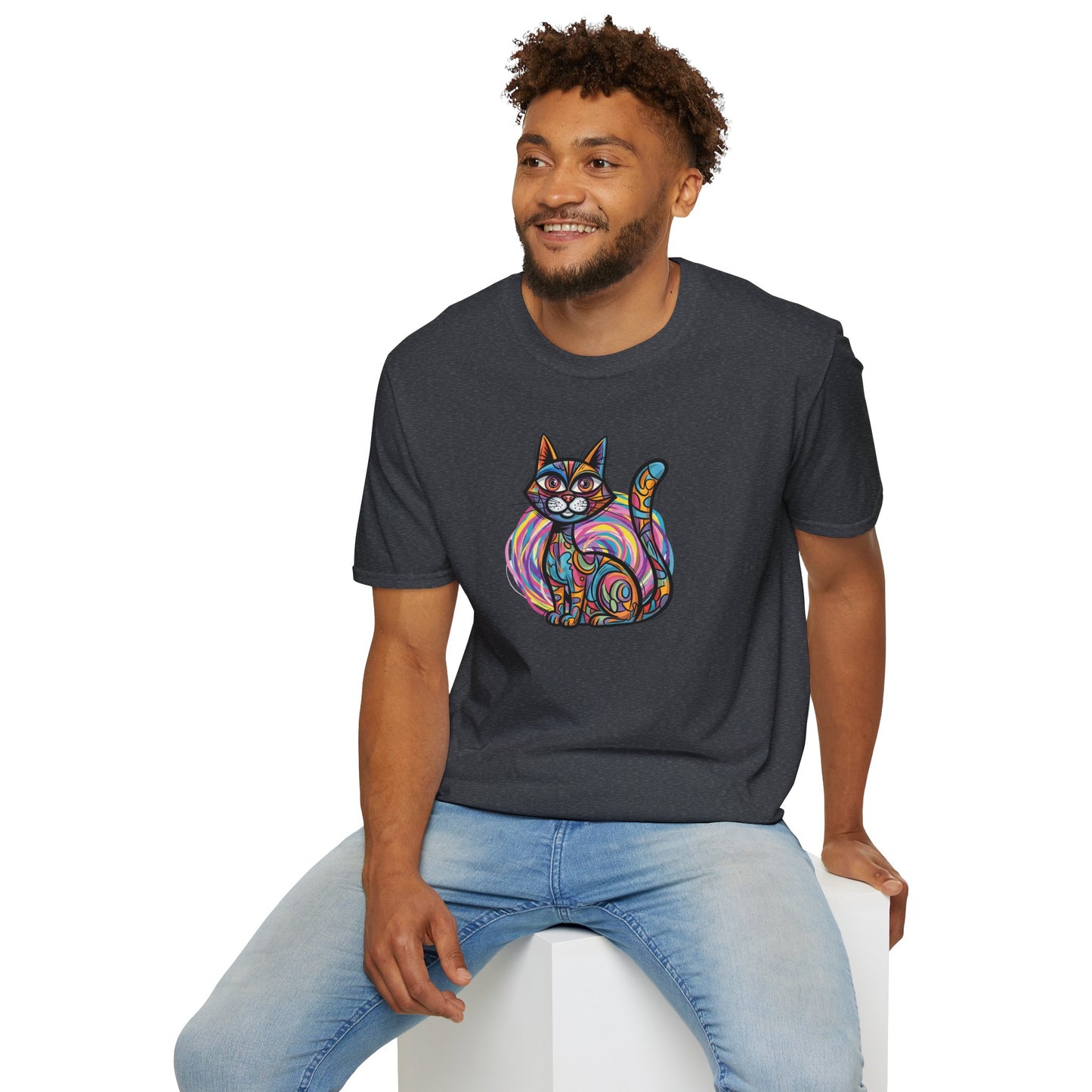 Colorful Cat Artwork T-Shirt, Cat Lover Gift