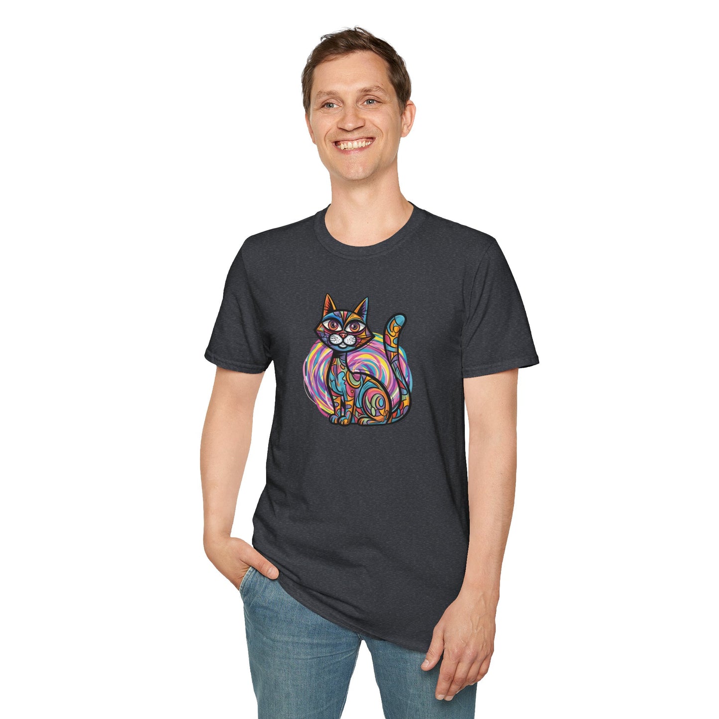 Colorful Cat Artwork T-Shirt, Cat Lover Gift