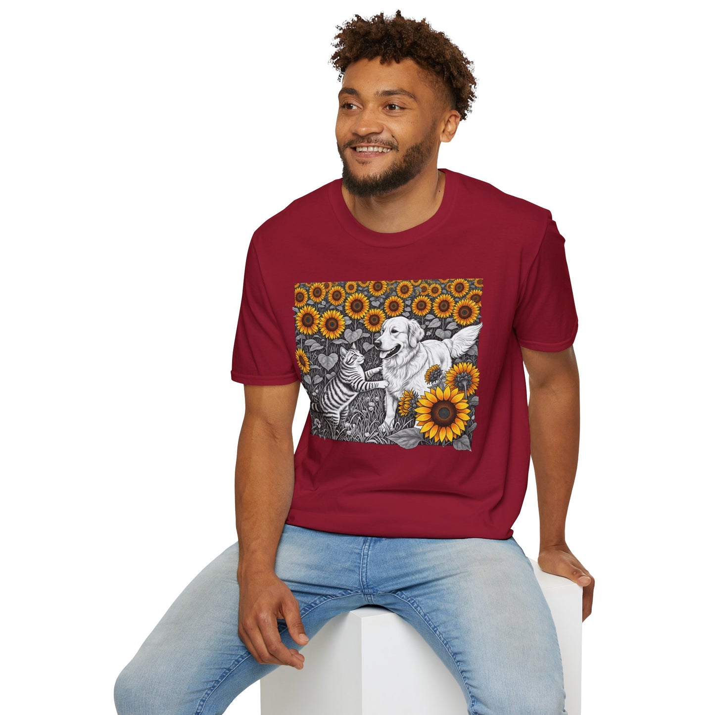 Dog and Cat Sunflower T-Shirt