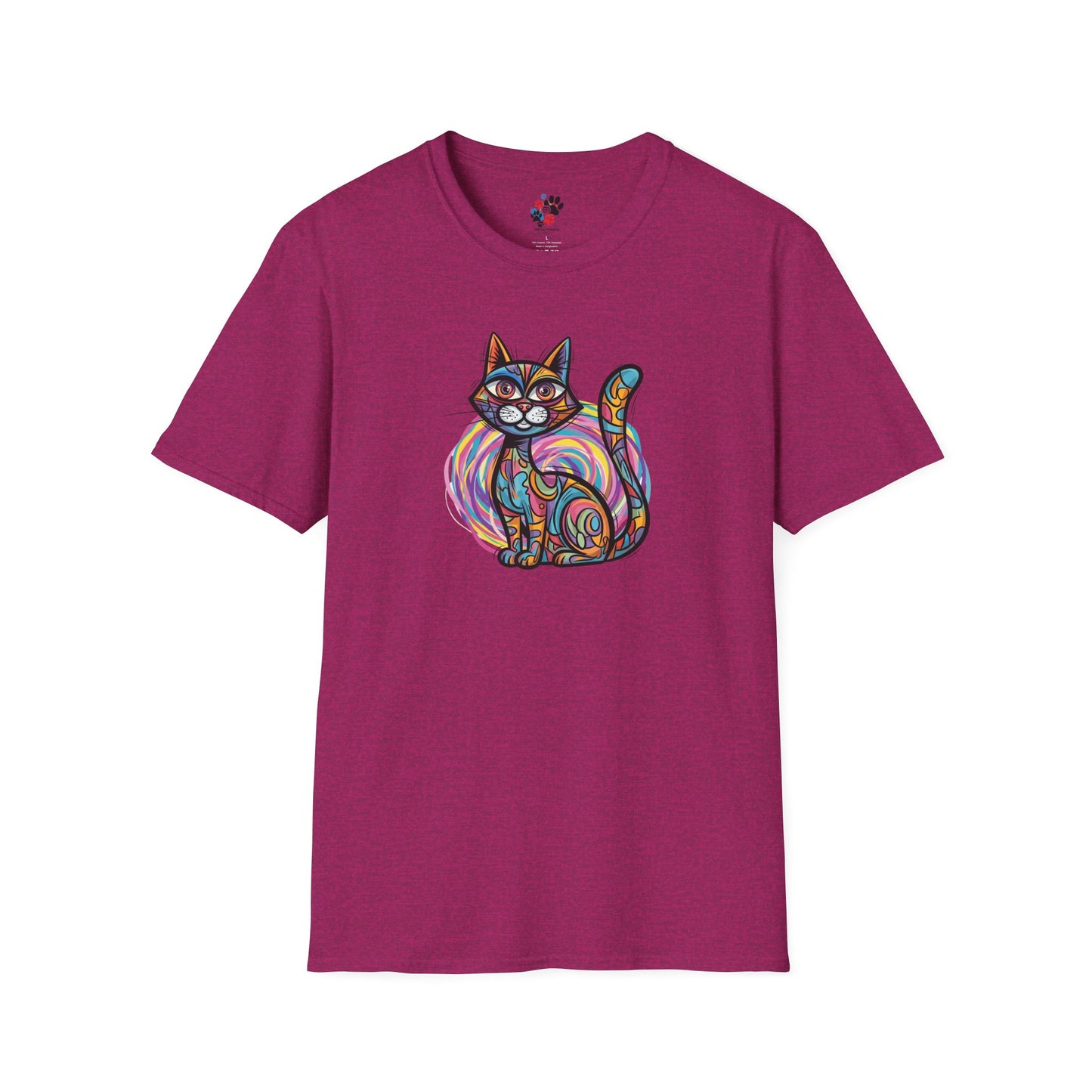 Colorful Cat Artwork T-Shirt, Cat Lover Gift