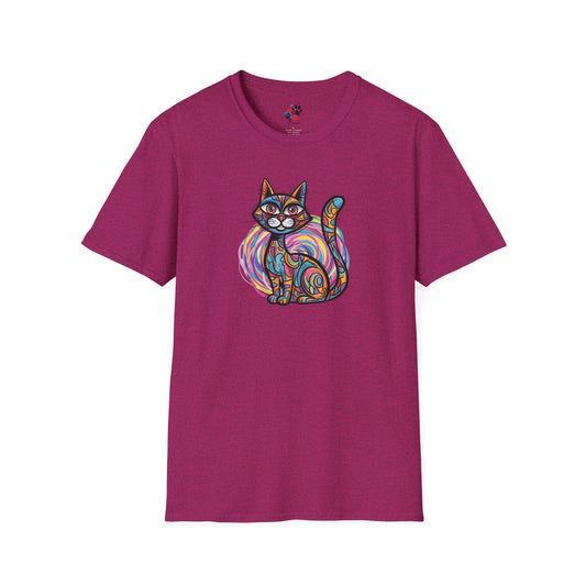 Colorful Cat Artwork T-Shirt, Cat Lover Gift