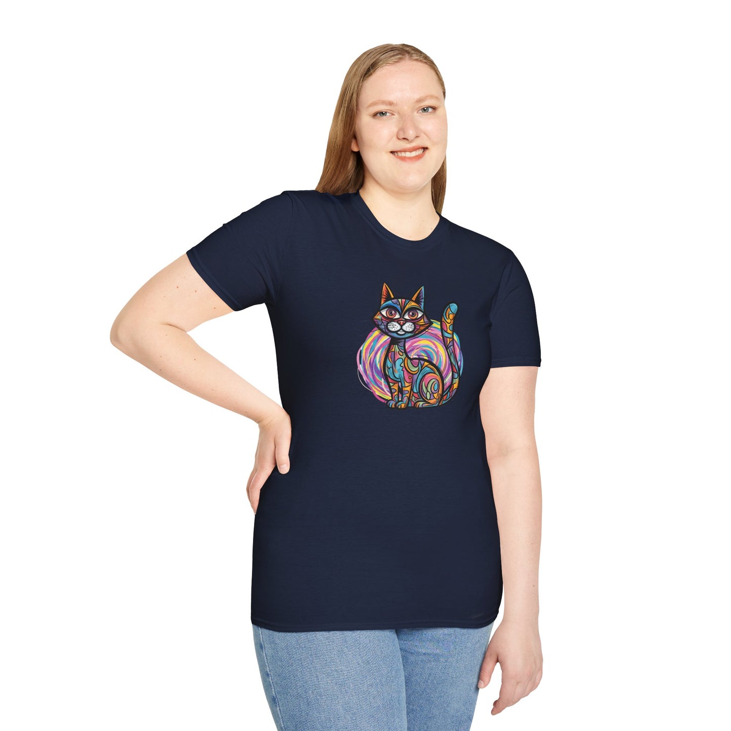 Colorful Cat Artwork T-Shirt, Cat Lover Gift