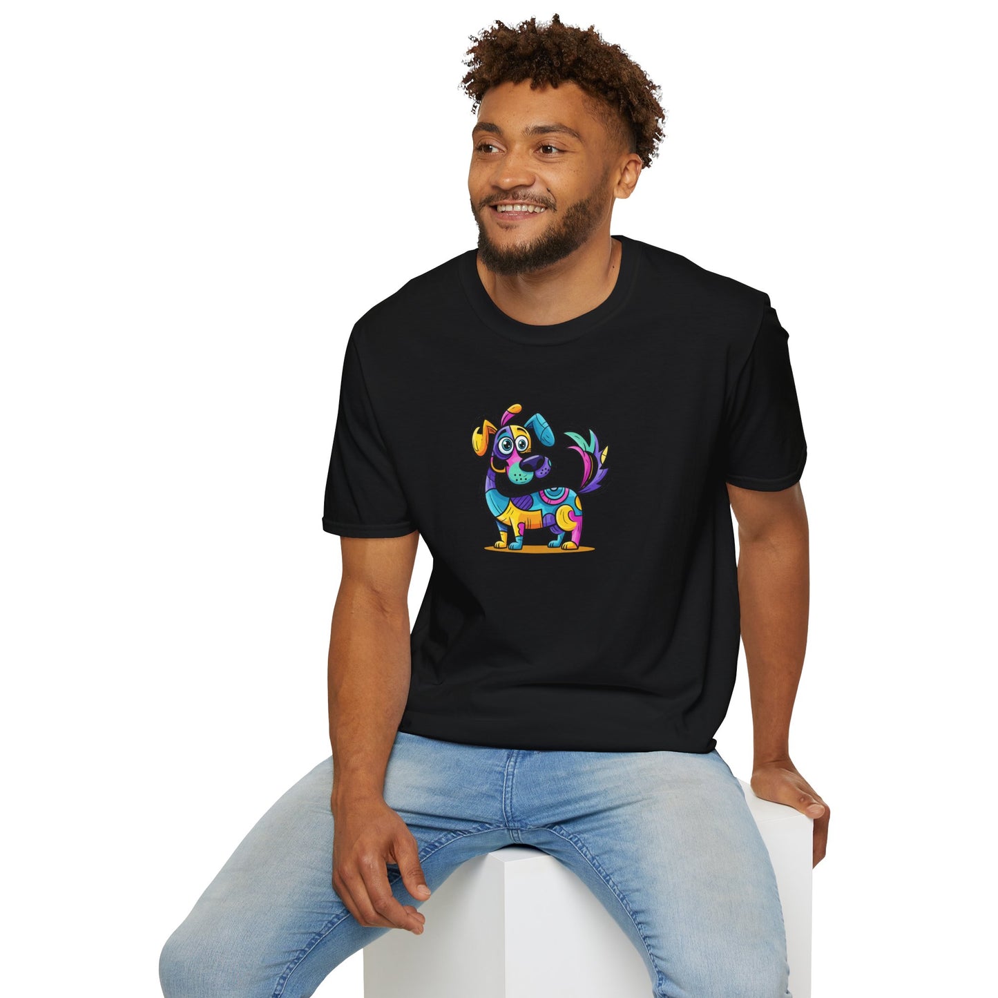 Colorful Dog Graphic Tee, Fun Pet Lover's Shirt,
