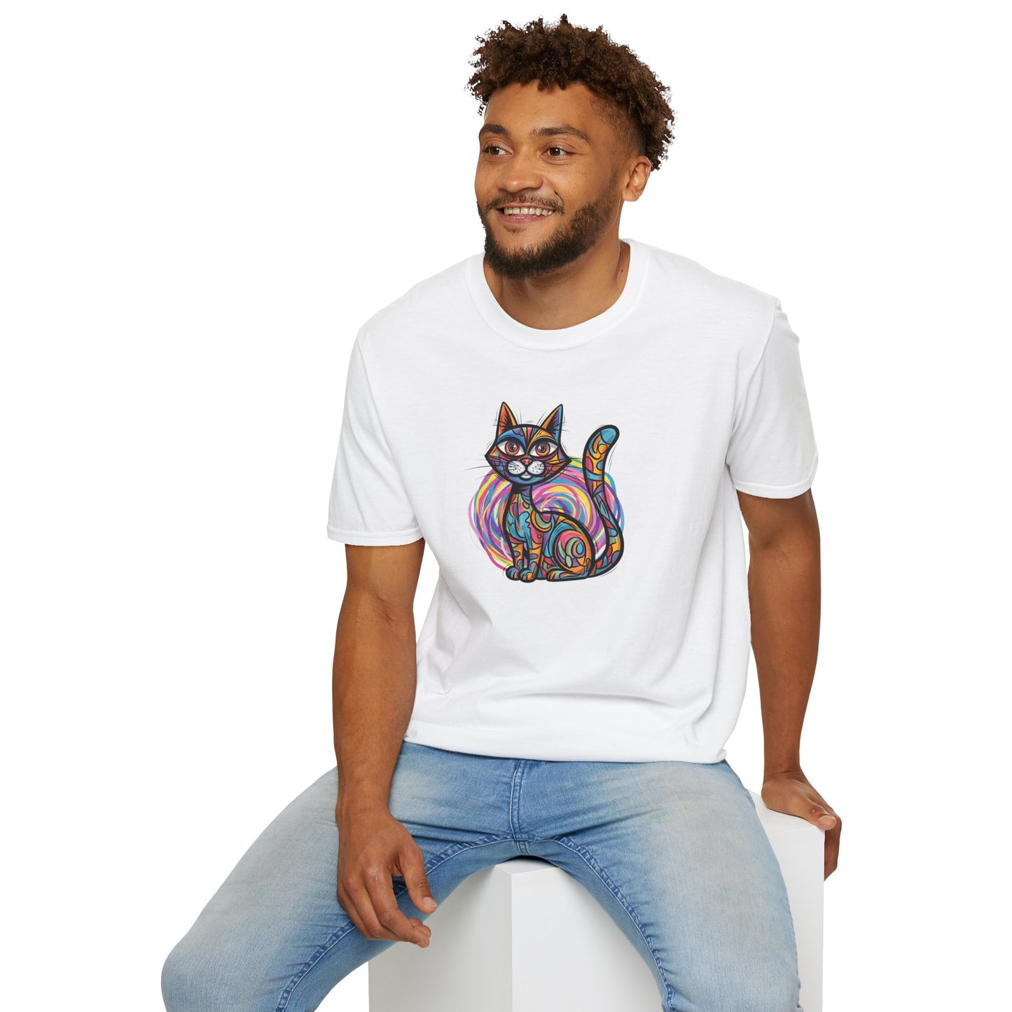 Colorful Cat Artwork T-Shirt, Cat Lover Gift