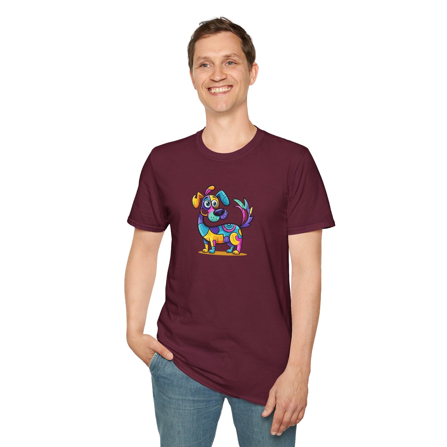 Colorful Dog Graphic Tee, Fun Pet Lover's Shirt,