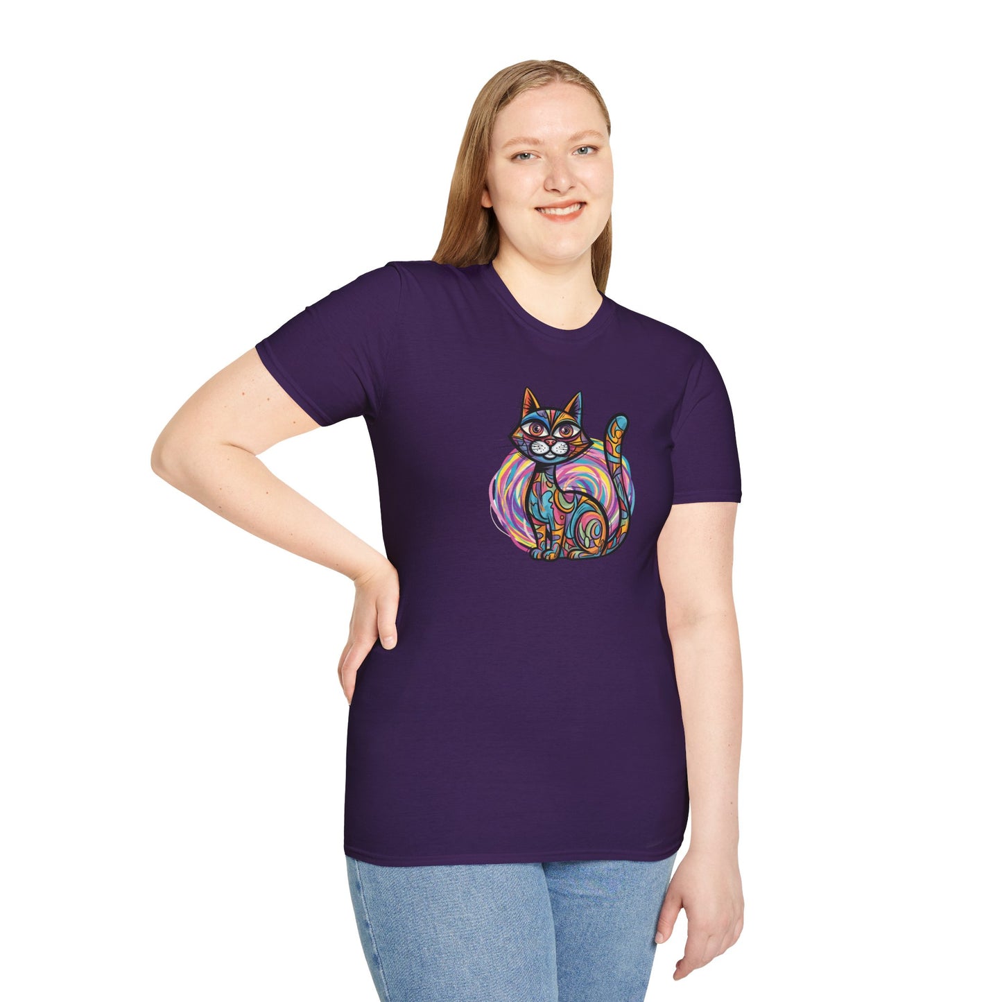 Colorful Cat Artwork T-Shirt, Cat Lover Gift