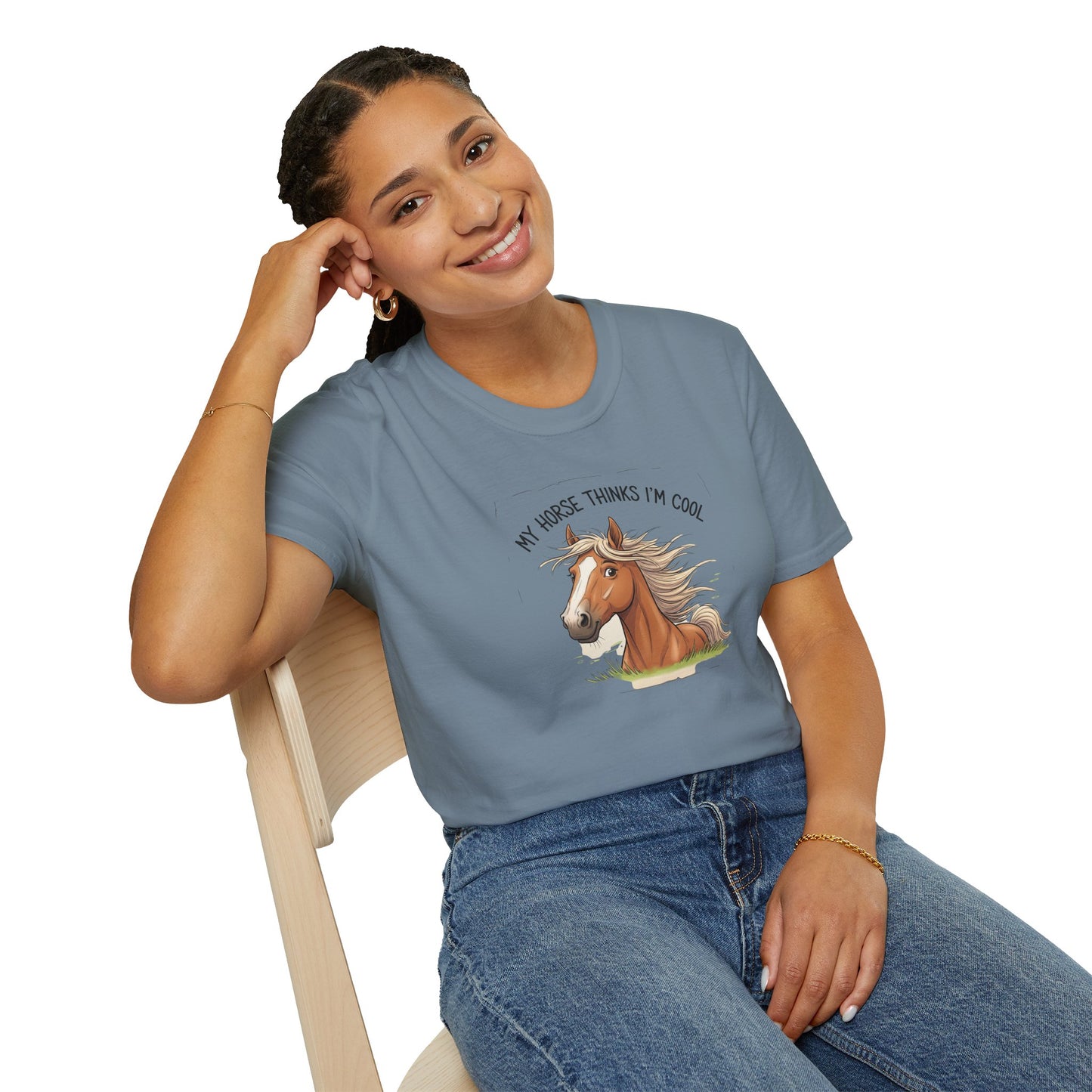 Funny Horse T-Shirt, My Horse Thinks I'm Cool Tee