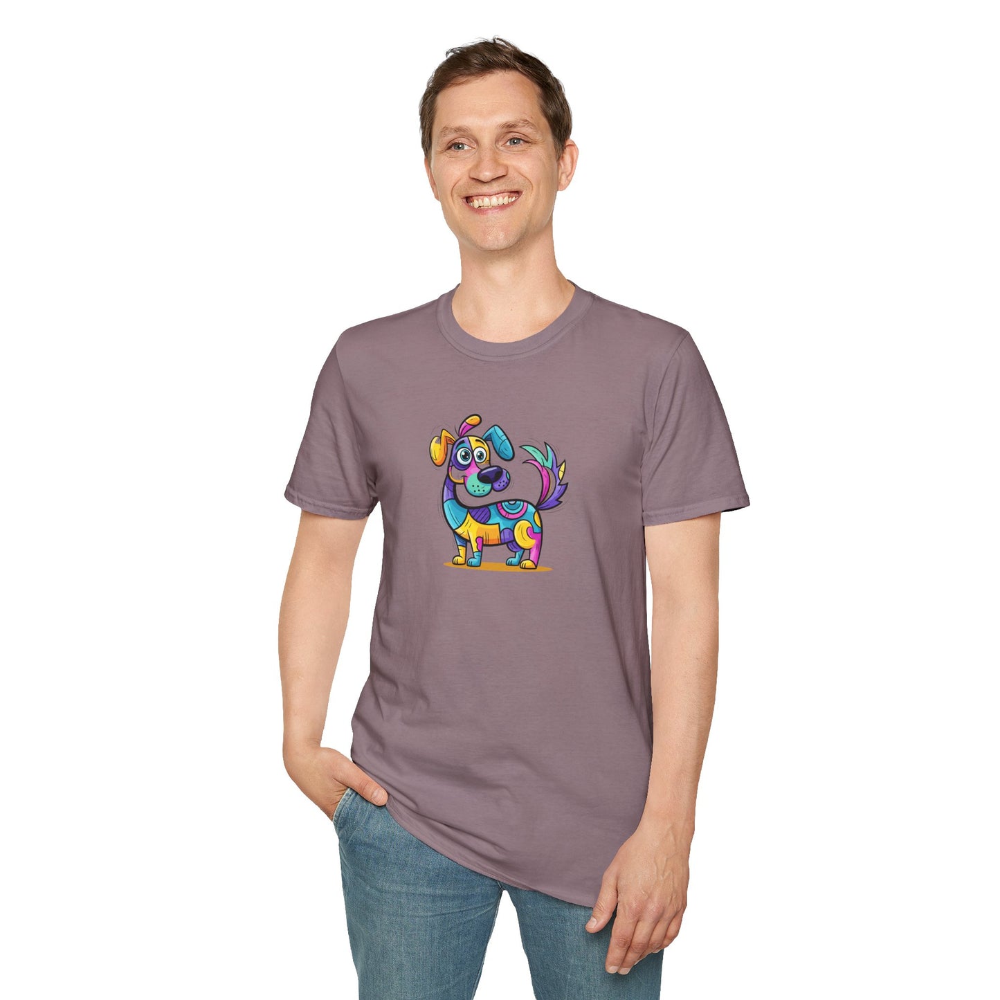 Colorful Dog Graphic Tee, Fun Pet Lover's Shirt,