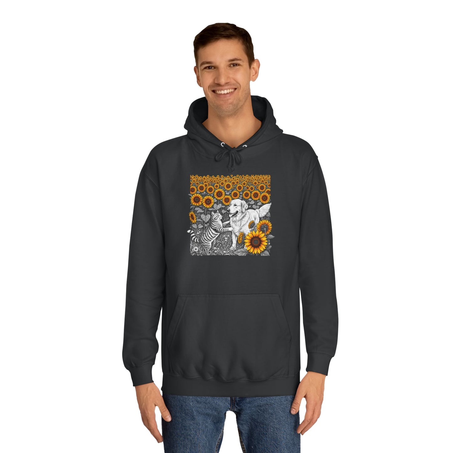 Dog and Cat Sunflower Hoodie,