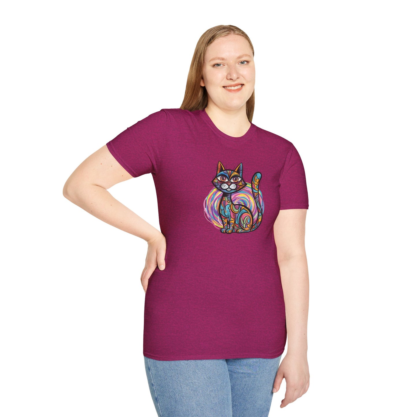 Colorful Cat Artwork T-Shirt, Cat Lover Gift