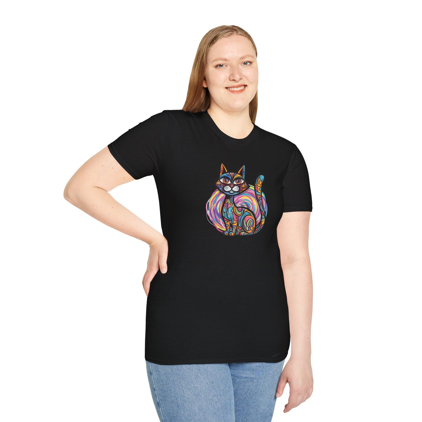 Colorful Cat Artwork T-Shirt, Cat Lover Gift