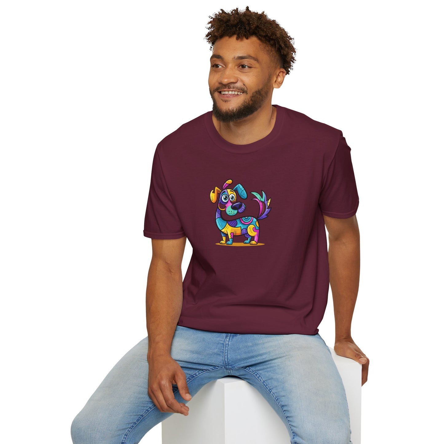 Colorful Dog Graphic Tee, Fun Pet Lover's Shirt,