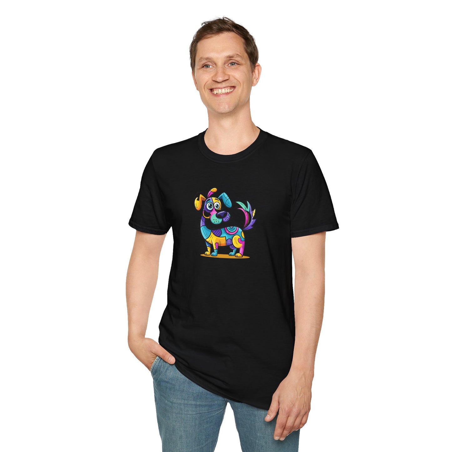 Colorful Dog Graphic Tee, Fun Pet Lover's Shirt,