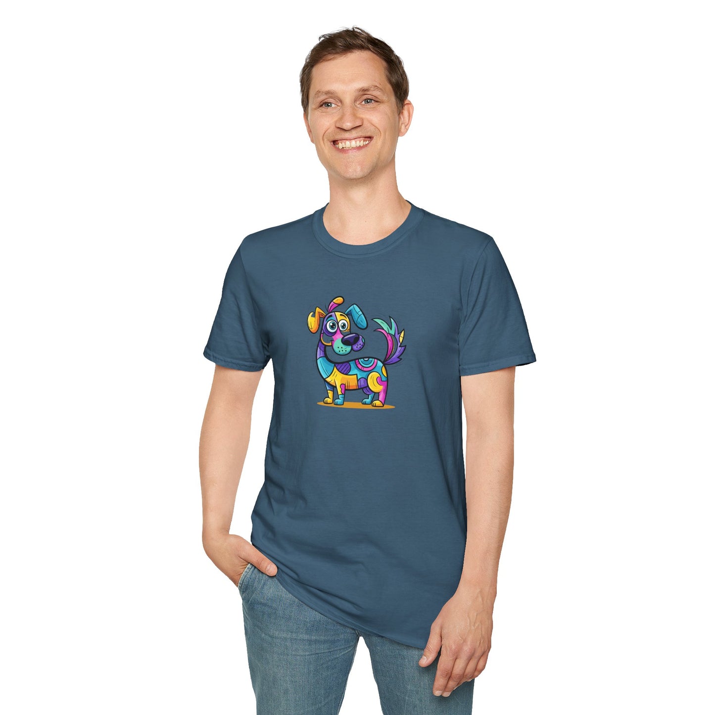 Colorful Dog Graphic Tee, Fun Pet Lover's Shirt,