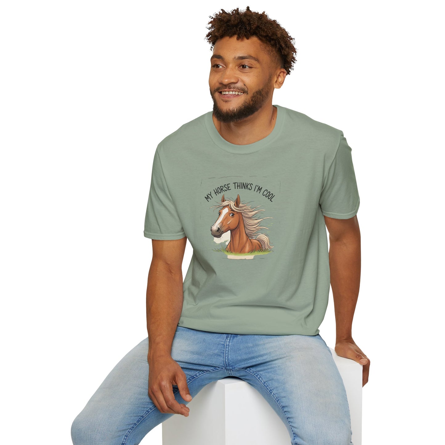 Funny Horse T-Shirt, My Horse Thinks I'm Cool Tee