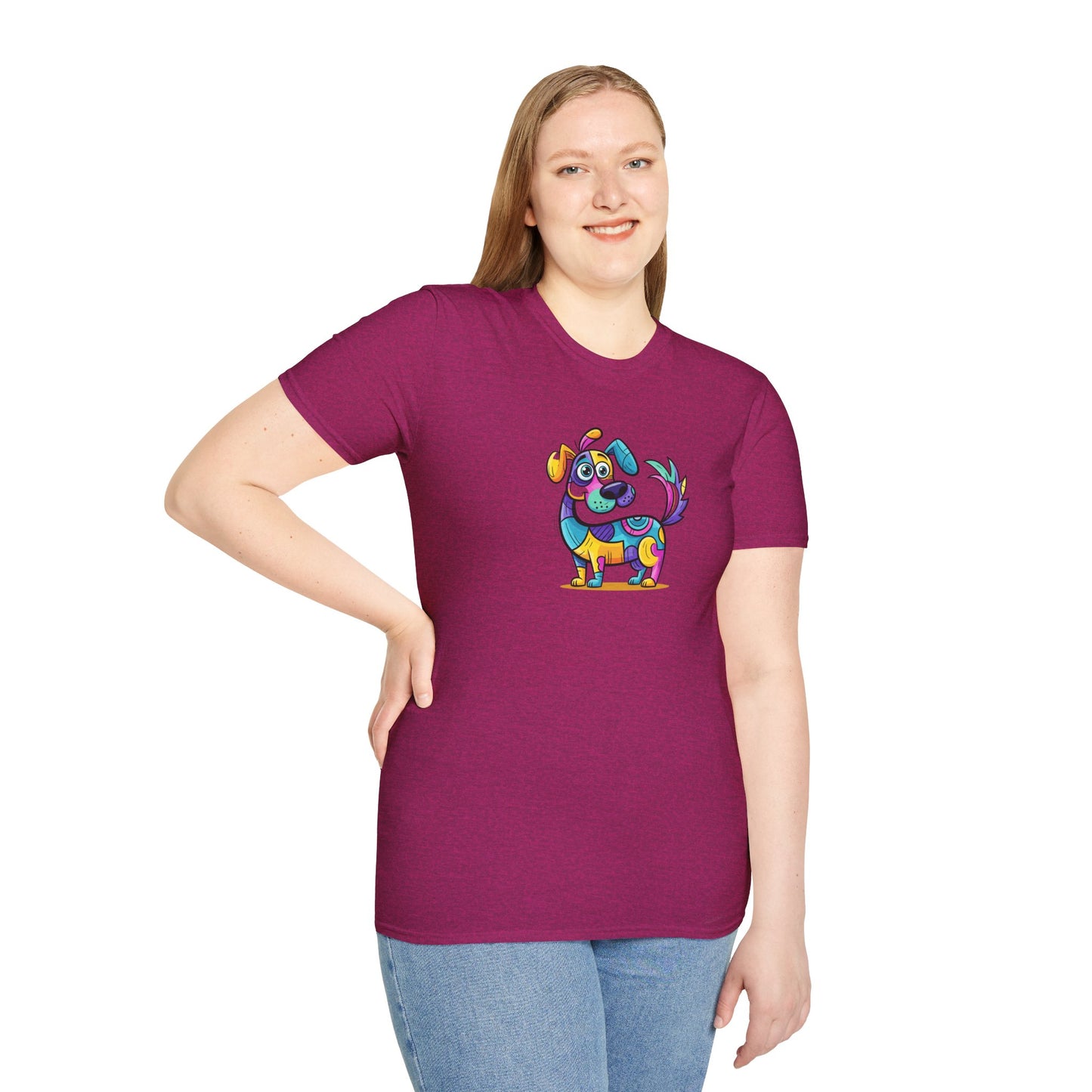 Colorful Dog Graphic Tee, Fun Pet Lover's Shirt,