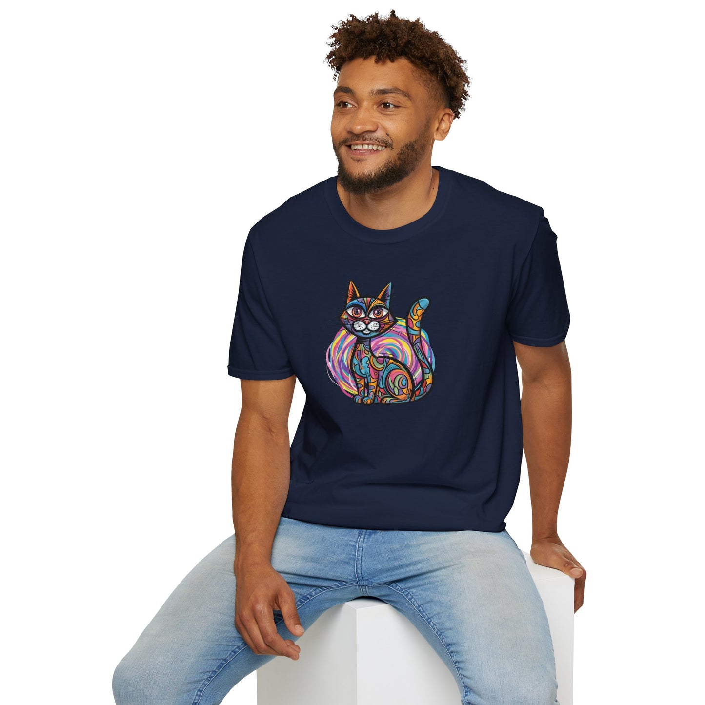 Colorful Cat Artwork T-Shirt, Cat Lover Gift