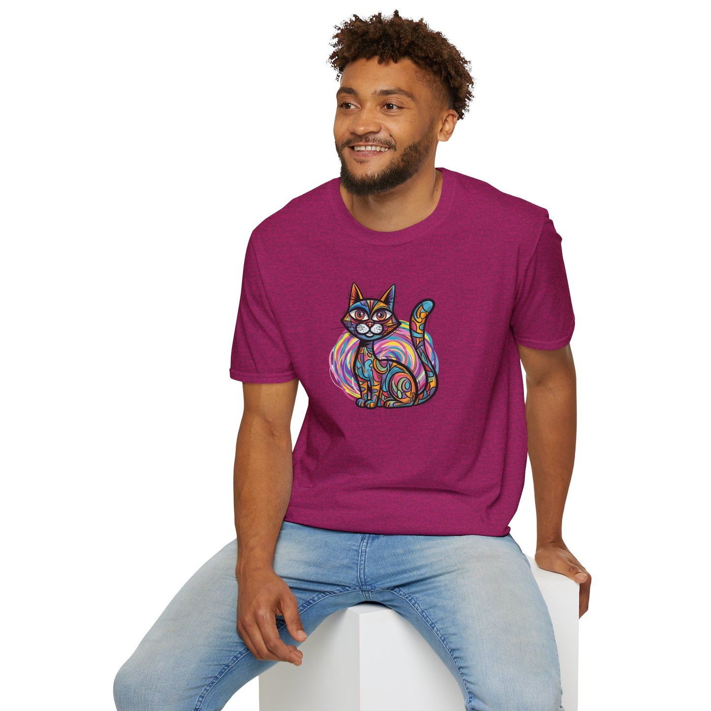 Colorful Cat Artwork T-Shirt, Cat Lover Gift