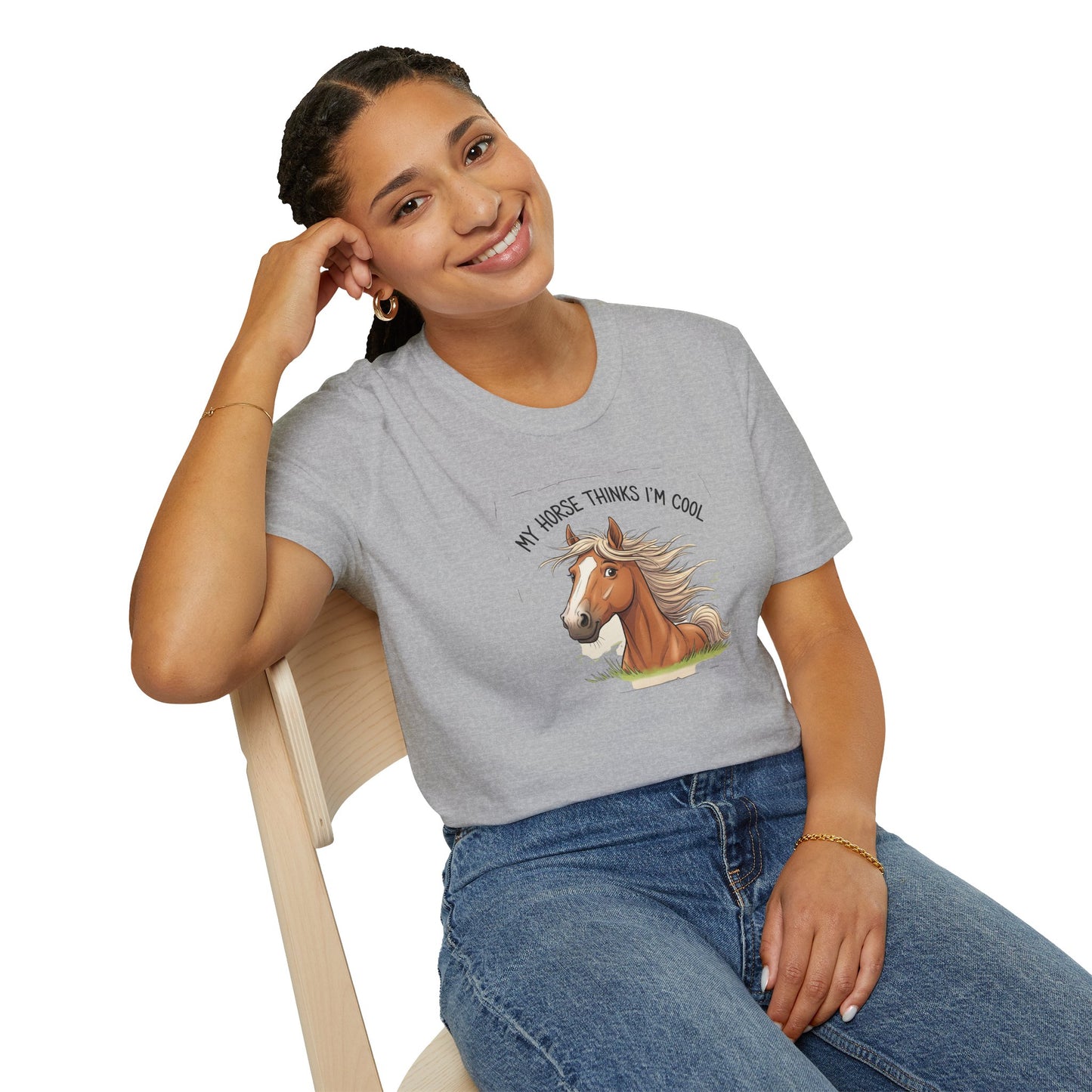 Funny Horse T-Shirt, My Horse Thinks I'm Cool Tee