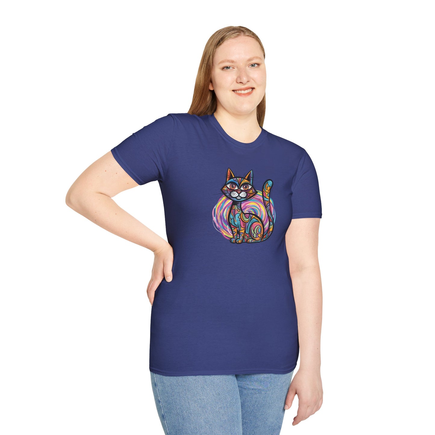 Colorful Cat Artwork T-Shirt, Cat Lover Gift