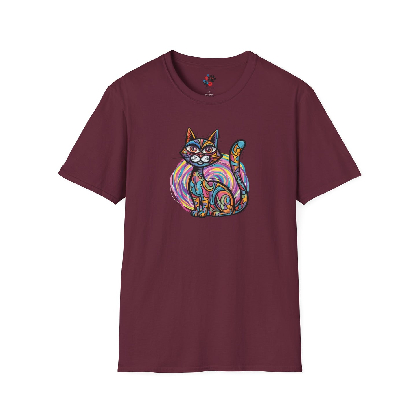 Colorful Cat Artwork T-Shirt, Cat Lover Gift