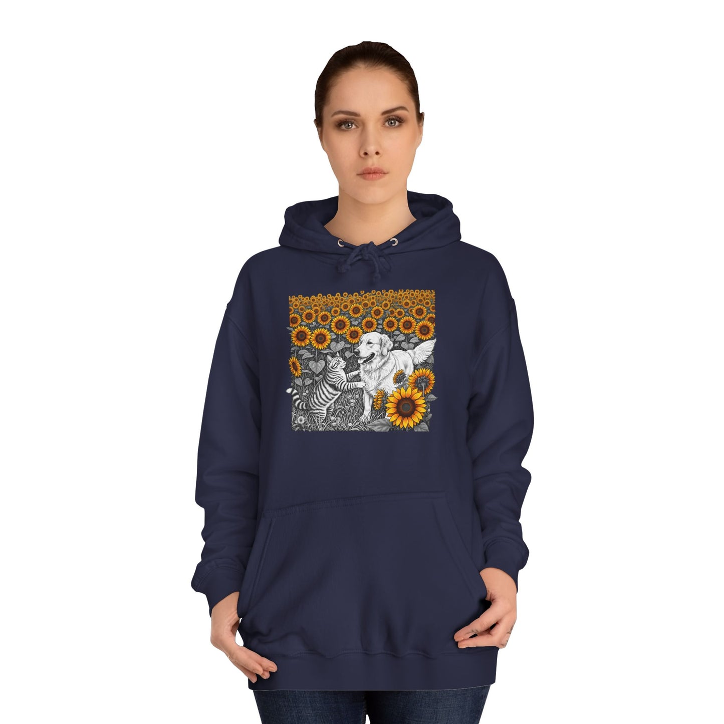 Dog and Cat Sunflower Hoodie,