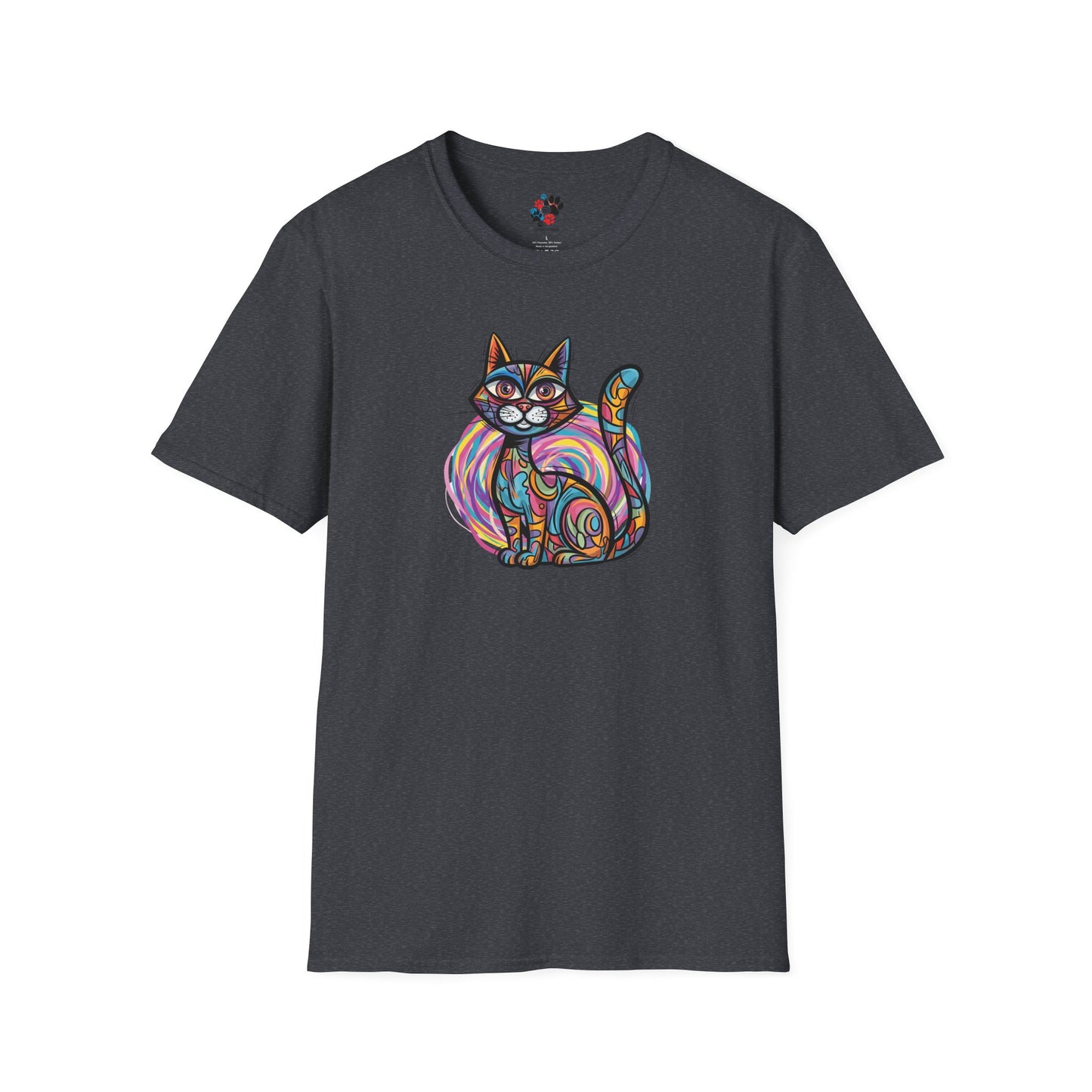 Colorful Cat Artwork T-Shirt, Cat Lover Gift