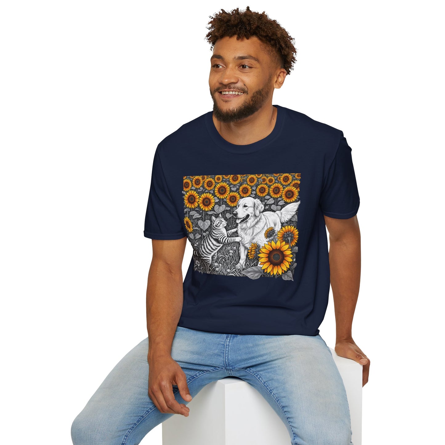 Dog and Cat Sunflower T-Shirt