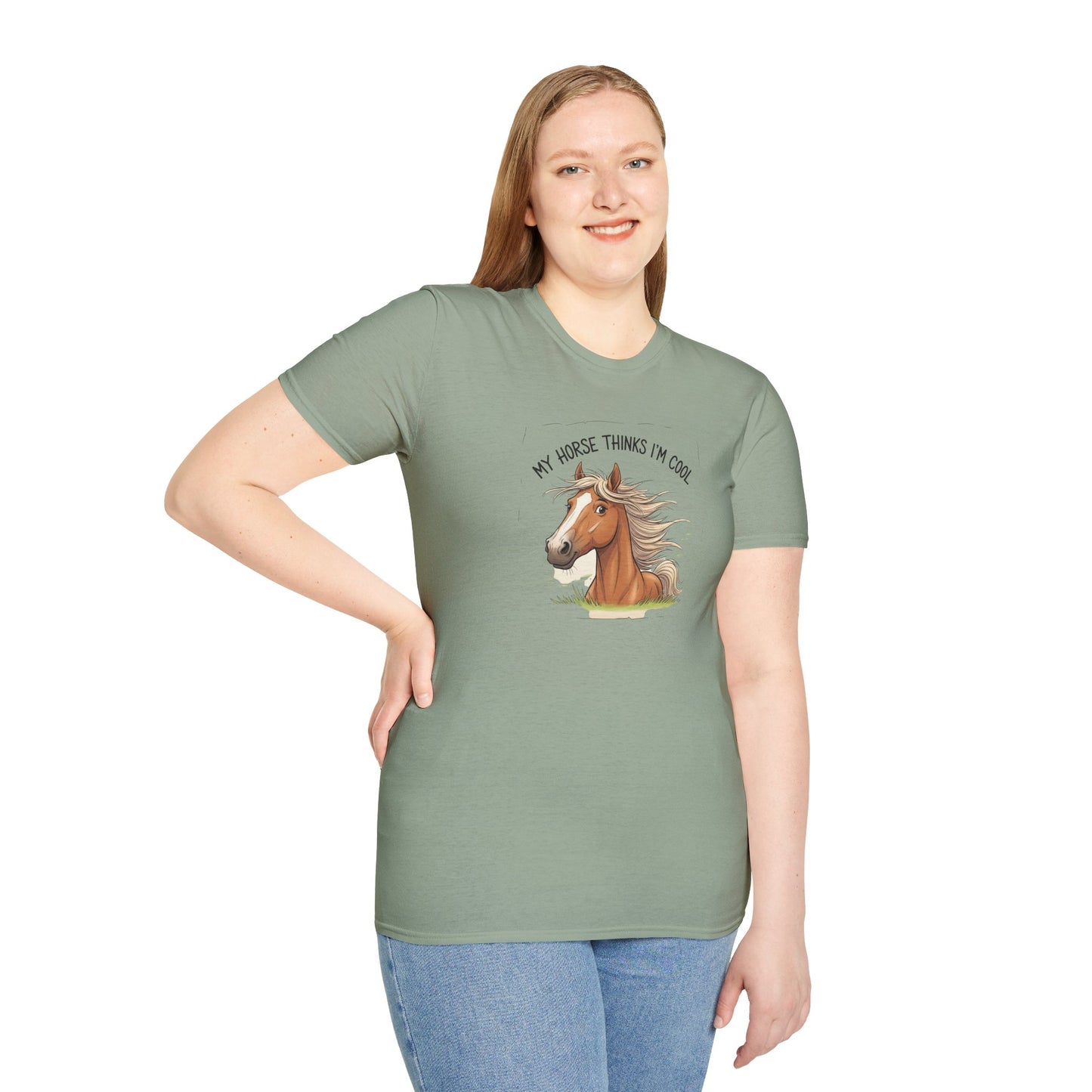 Funny Horse T-Shirt, My Horse Thinks I'm Cool Tee