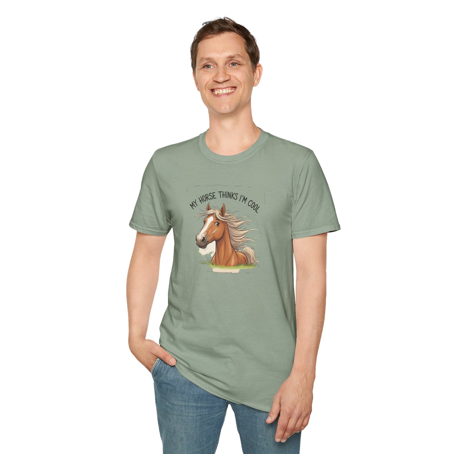 Funny Horse T-Shirt, My Horse Thinks I'm Cool Tee