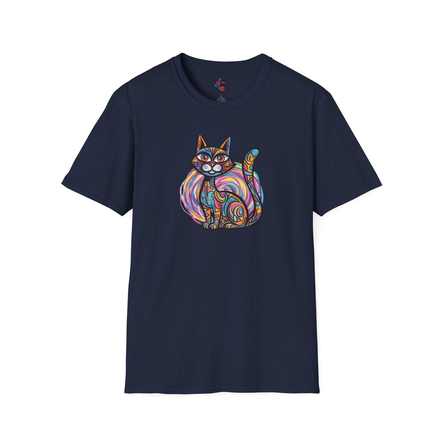 Colorful Cat Artwork T-Shirt, Cat Lover Gift