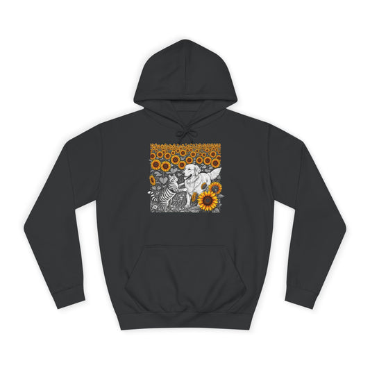 Dog and Cat Sunflower Hoodie,