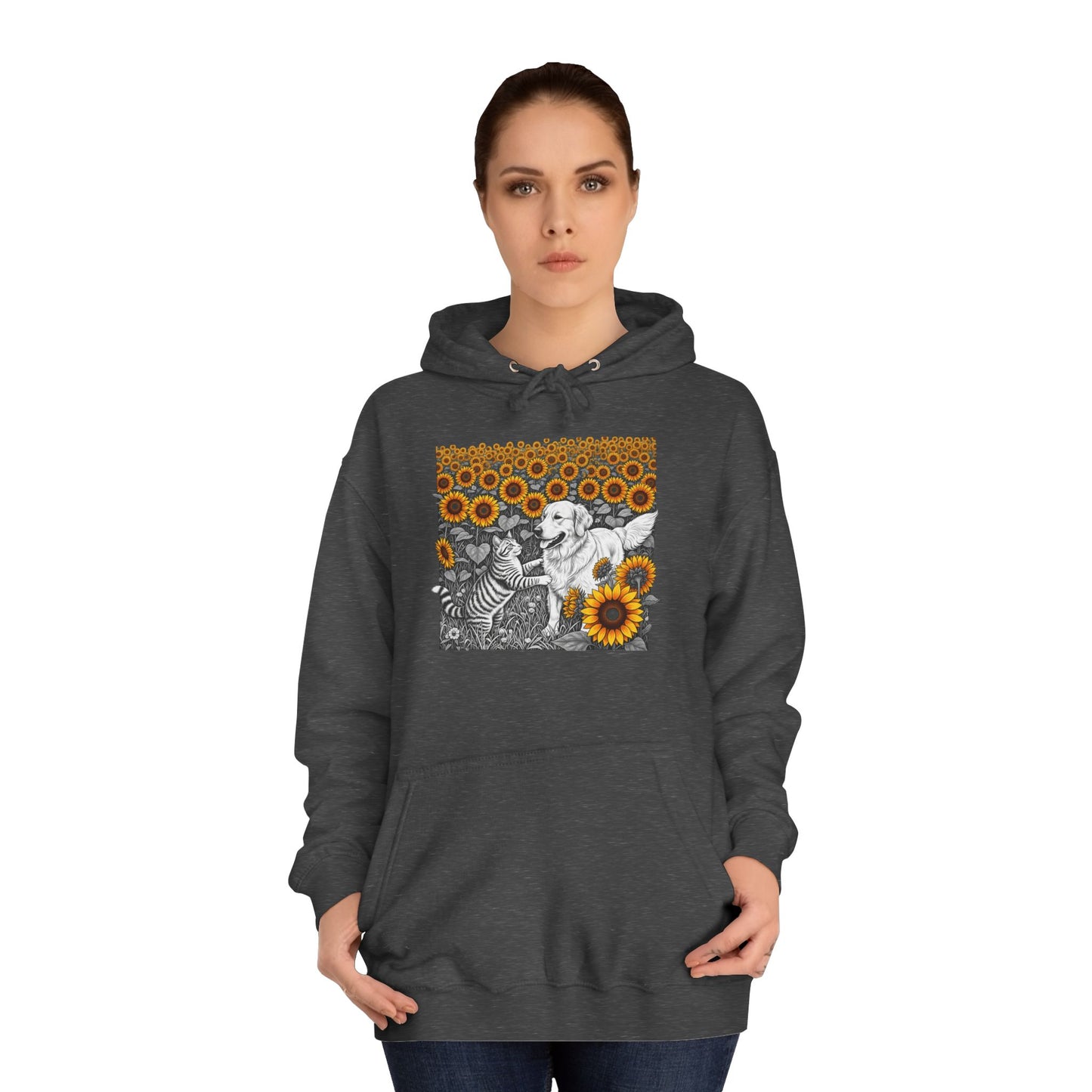 Dog and Cat Sunflower Hoodie,